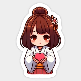 Do Good Little Japanee Girl Kimono Heart Giver Sticker